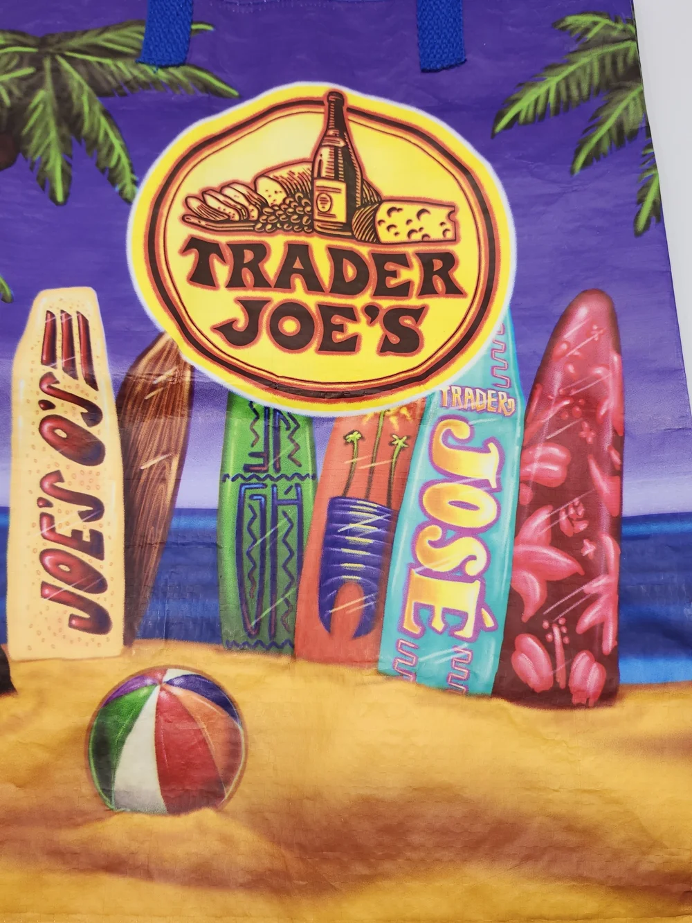Trader Joe's Vintage Reusavle Grocery Tote Bag - Vibrant Purple Surfboards